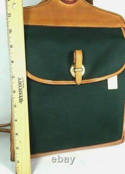 Dooney & Bourke Vintage Green Fabric Tan Leather Trim Backpack-Made In USA