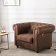 Drop Arm Chesterfield Vintage Tan Leather Corner Sofa Button Tub Chair Armchair
