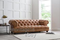Drummond Button Back Seat Chesterfield Vintage Tan Leather Sofa