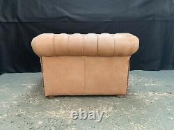 EB1569 Tan Nubuck Leather Chesterfield Club Chair Vintage Lounge Seating Retro
