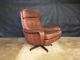 EB389 Danish TanLeather Reclining Swivel Lounge Chair Vintage Mid-Century Modern
