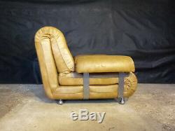 EB397 Light Tan Leather Lounge Chair Vintage Retro Mid-Century Modern 80s