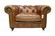 Earle Chesterfield Club Chair Vintage Tan Distressed Real Leather