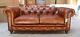 Earle Chesterfield Sofa Vintage Tan Brown Leather Tufted Buttoned 2 Seater