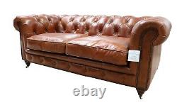 Earle Grande 2 Seater Chesterfield Vintage Tan Real Leather Sofa