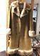 Elegant Vintage Kestila tan suede coat with faux fur trims, UK Size 10-12