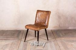 Epsom Ribbed Leather Dining Chairs Vintage Style Leather Chairs
