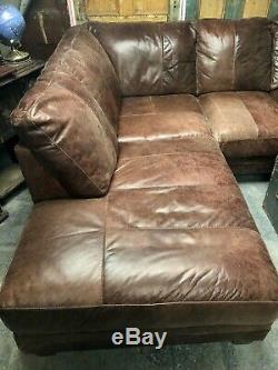 Ex Display 4/5 Seater Corner sofa Tan Leather vintage distress RRP £3k