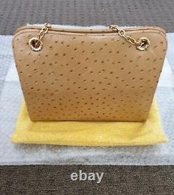 FENDI Vintage Ostrich Leather Handbag in Tan 0074