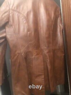 FIGHT CLUB Tan Leather Vintage Retro Blazer Jacket UK12/14