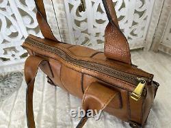 FOSSIL Vintage Reissue CAMEL TAN Leather Satchel Shoulder Handbag Medium-Large