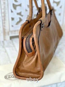FOSSIL Vintage Reissue Piped CAMEL TAN Leather Satchel Handbag Purse Large