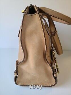 FOSSIL Vintage Reissue Tan Leather Satchel Shoulder Tote Purse Bag