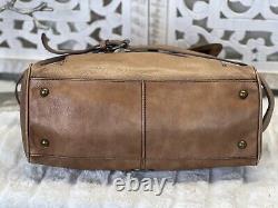FOSSIL Vintage TAN Leather Satchel Crossbody Messenger Computer Handbag Purse