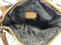 FOSSIL Vintage TAN Leather Satchel Crossbody Messenger Computer Handbag Purse