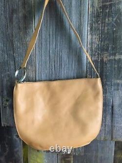 FURLA Vintage Tan Leather Satchel Bag Top Zip Satchel