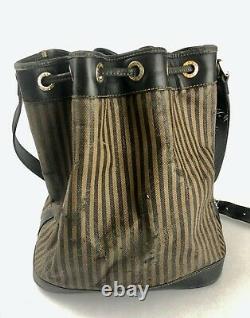 Fendi Striped Bucket Bag Vintage Authentic Tan and Brown