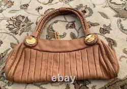 Fendi Tan Leather Should Bag With Braided Handles Gold Hardwear Vintage Authentic