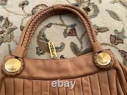 Fendi Tan Leather Should Bag With Braided Handles Gold Hardwear Vintage Authentic