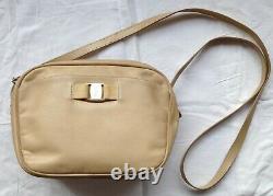 Ferragamo Salvatore Bag Tan Leather Crossbody 1990's Vintage Handbag
