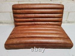 Frank Hudson Vintage Mid Century Modern Tan Leather Sofa/Bench/Campervan Sofa