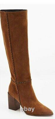 Free People Riley Whipstitch Vintage Tan Suede Tall Knee Boots Size 4 EUR 37