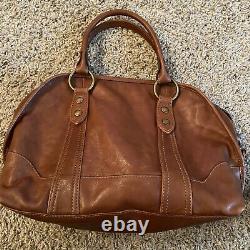 Frye'Lucy' Cognac Brown Vintage Tanned Leather Domed Satchel Shoulder Bag