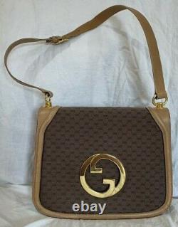 GUCCI Blondie Hard to Find 80s Vintage Authentic Brown Canvas and Tan Leather