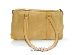 GUCCI Handbag Tan Beige Khaki Camel Suede Medium Serial# 0000851 002122 Vintage