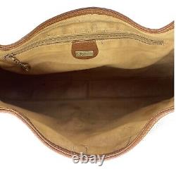 GUCCI Jackie Cream Canvas Tan Leather Shoulder Bag Handbag Vintage