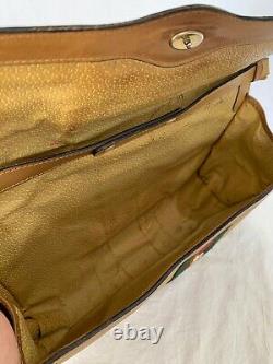 GUCCI Parfums Authentic Beige Canvas and Tan Leather Trim Clutch Shoulder Bag