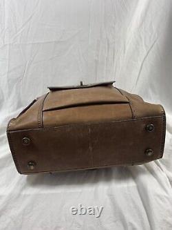 Genuine FOSSIL vintage tan leather weekender tote bag large