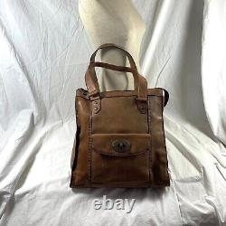 Genuine FOSSIL vintage tan leather weekender tote bag large