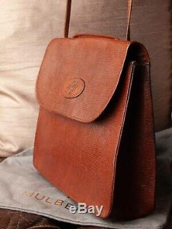 Genuine Vintage Mulberry Tan Lizard Leather Mini Messenger Bag, Rare Classic