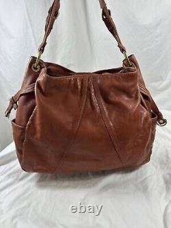 Genuine large vintage tan leather shoulder bag purse from TANO