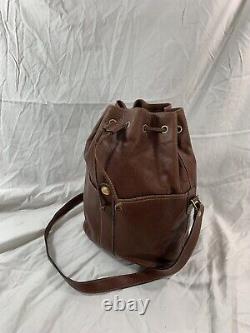 Genuine vintage DUNHILL tan leather drawstring bucket bag