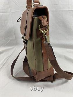 Genuine vintage canvas and tan leather messenger bag crossbody
