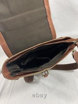 Genuine vintage canvas and tan leather messenger bag crossbody