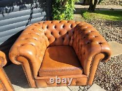Gorgeous Vintage Studded Chesterfield Leather Armchairs X2 Delivery