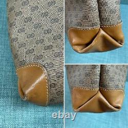 Gucci GG Monogram Logo Shopper Tote Authentic Vintage Luxury Tan Leather Trim