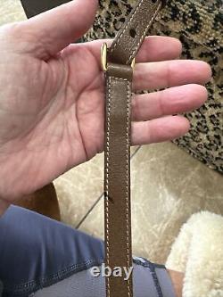 Gucci Vintage 907.14.0074 Tan Monogram & Brown Leather Crossbody Saddle Bag