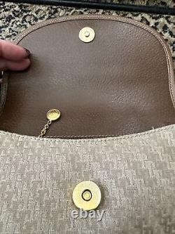 Gucci Vintage 907.14.0074 Tan Monogram & Brown Leather Crossbody Saddle Bag