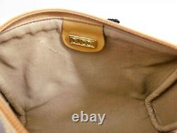 Gucci Vintage Beige GG Logo Monogram Canvas Tan Leather Mini Clutch Bag