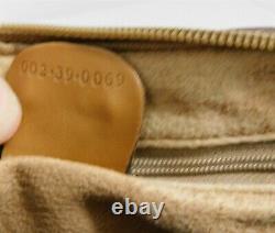 Gucci Vintage Beige Tan GG Logo Monogram Canvas Leather Satchel Shoulder Bag