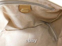 Gucci Vintage Beige Tan GG Logo Monogram Canvas Leather Satchel Shoulder Bag