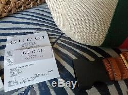 Gucci Vintage Canvas Belt Bag Unisex Web Tan Leather Ophidia 2019