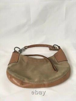 Gucci Vintage Leather/Cavas Purse Tan Leather/Canvas Hobo Shoulder Handbag