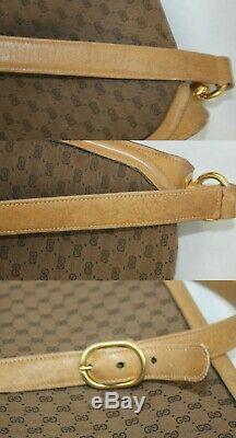 Gucci Vintage Micro GG Canvas and Tan Leather Blondie Cross Over Shoulder Bag