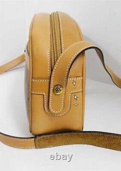 Gucci Vintage Tan GG Logo Monogram Canvas Leather Crossbody Bag