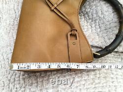 Gucci Vintage Tan Leather Bamboo Handle Tote Shoulder Handbag
